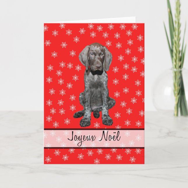 Joyeux Noël german shorthar pointer puppy Helgkort (Framsida)