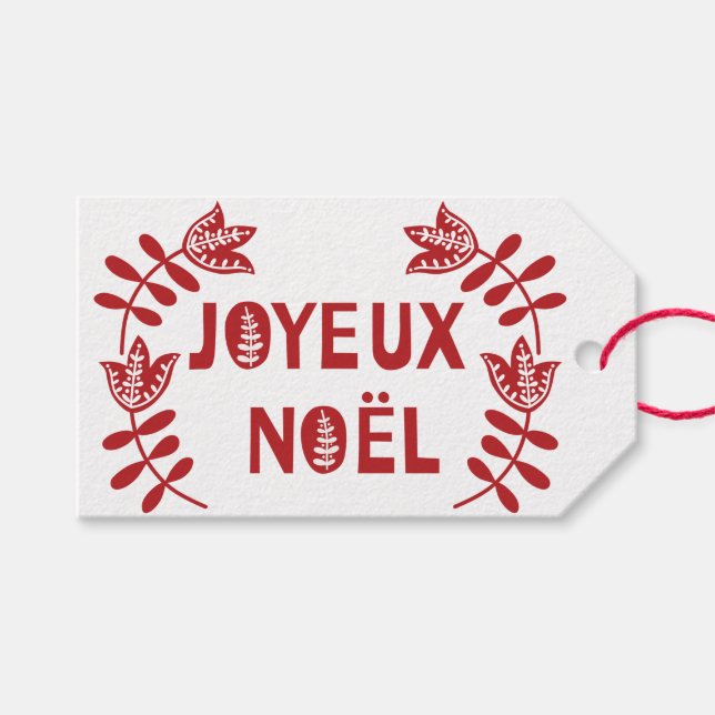 Joyeux Noel Gift Märkres Presentetikett (Framsidan (Horisontell))