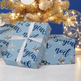 Joyeux Noël - God jul - Blue & Silver Presentpapper
