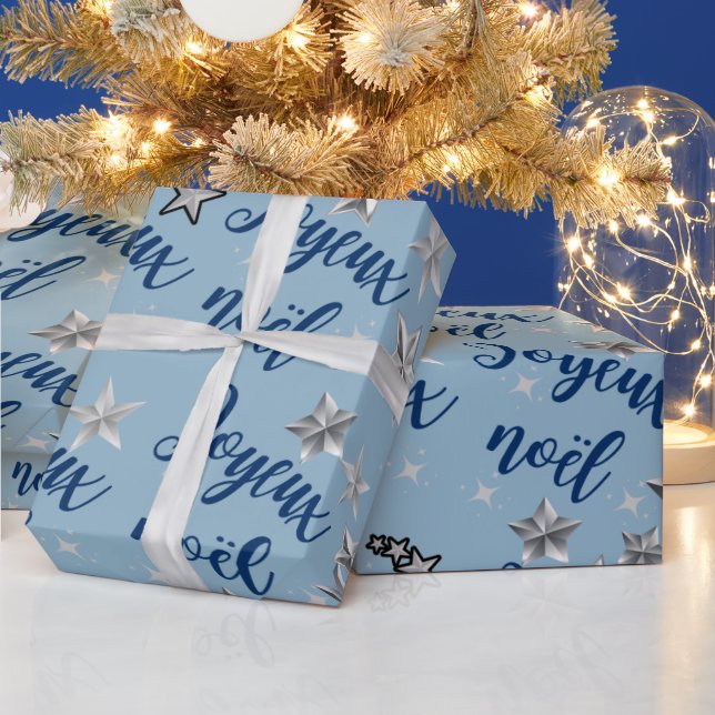 Joyeux Noël - God jul - Blue & Silver Presentpapper (Helgdagar)