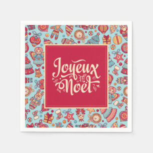 Joyeux Noel God jul fransk mönster Pappersservett