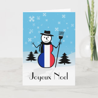 Joyeux Noel God jul Fransk Snögubbe Frankrike Helgkort