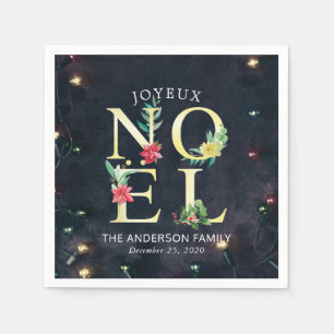 Joyeux Noel God jul Gott nytt år Önskemål Pappersservett