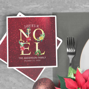 Joyeux Noel God jul Gott nytt år Önskemål Pappersservett
