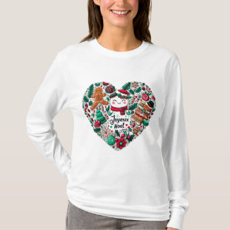 Joyeux Noel God jul Heart T Shirt