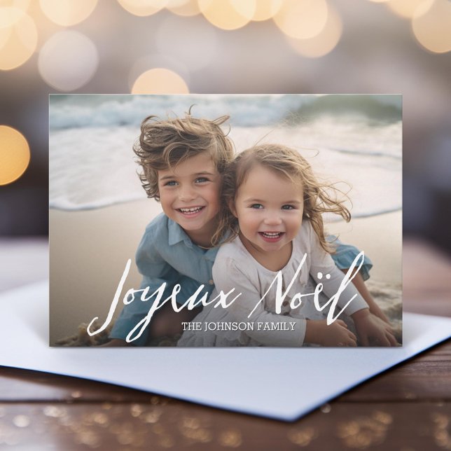 Joyeux Noel - God jul Modern Fullt Photo Julkort (Unique Photo Card)