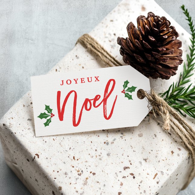 Joyeux Noel God jul Modern Simple Snyggt Presentetikett (Skapare uppladdad)