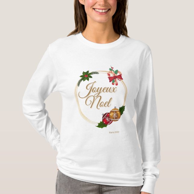 Joyeux Noel ( God jul ) Top T Shirt (Framsida)