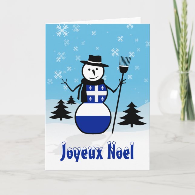 Joyeux Noel god julKanada snögubbe Quebec Helgkort (Framsida)