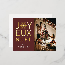 Joyeux Noel Gold Foil Julhälsningar vykort