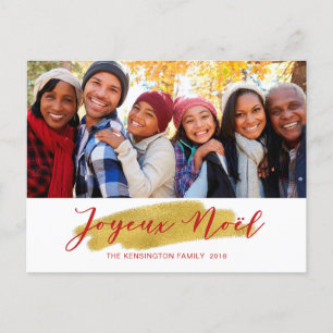 Joyeux Noel Gold Foil Swash Julfoto Helg Vykort