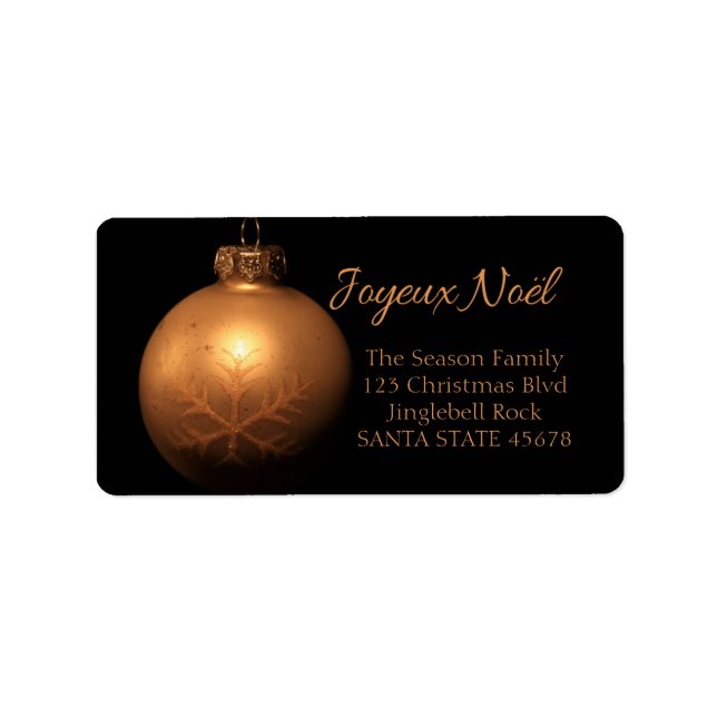 Joyeux Noël Golden ornament label Adressetikett (Framsidan)