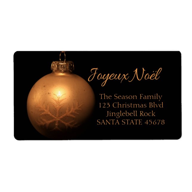 Joyeux Noël Golden ornament label Fraktsedel (Framsidan)