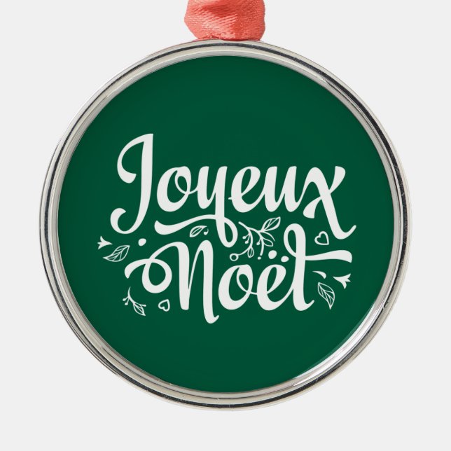 Joyeux Noel Grönt Julgransprydnad Metall (Framsidan)
