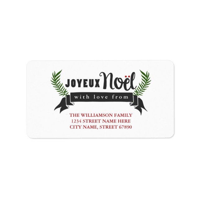 Joyeux Noel Helgdag Adressetiketter (Framsidan)
