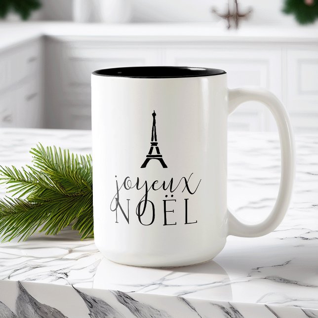 Joyeux Noel | Helgdag Eiffel Torn Två-Tonad Mugg (Skapare uppladdad)