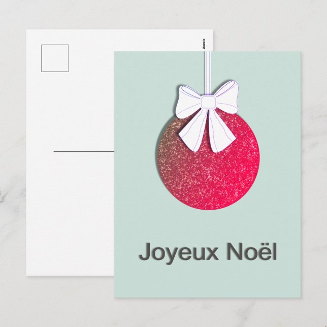 Joyeux Noel Helgdag Helg Vykort (Fram/baksida)