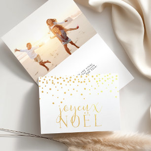 Joyeux Noel   Helgdag Photo Guld Folierat Kort