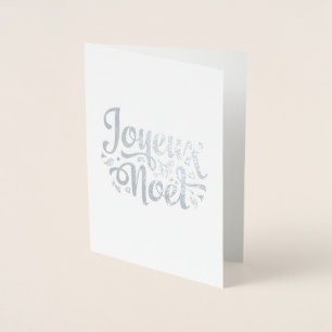 Joyeux Noel jul hälsning silver Folierat Kort