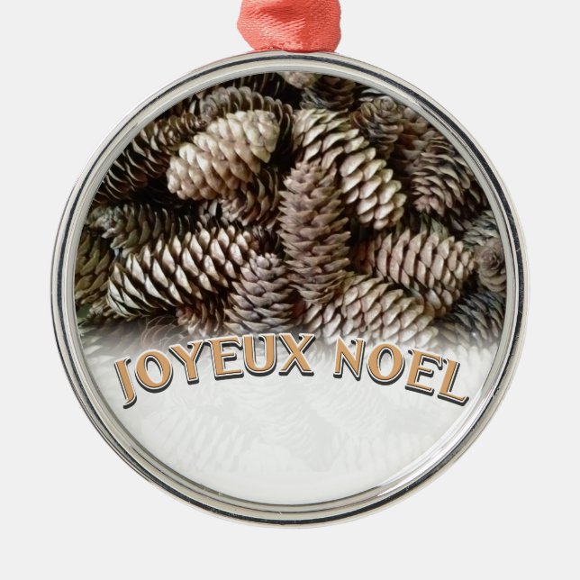 Joyeux Noel jul Helgdag Gräs Cone Julgransprydnad Metall (Framsidan)