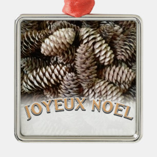 Joyeux Noel jul Helgdag Gräs Cone Julgransprydnad Metall