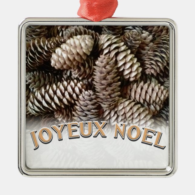Joyeux Noel jul Helgdag Gräs Cone Julgransprydnad Metall (Framsidan)