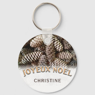 Joyeux Noel jul Helgdag Gräs Cone Namn Nyckelring