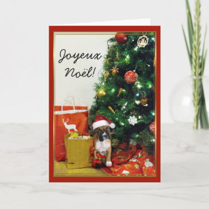 Joyeux Noël julboxerkort för Hund Helgkort