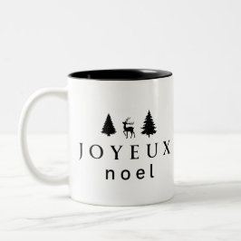 Joyeux Noel-juldesign med Snöflingor Två-Tonad Mugg