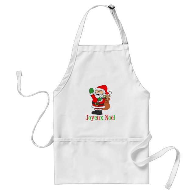 Joyeux Noel Jultomten Tecknad Apron Förkläde (Framsidan)