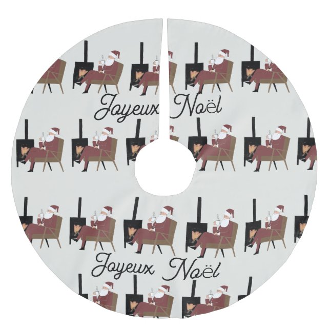 Joyeux Noël Jupon de Sapin Père Noël Cheminée  Julgransmatta Borstad Polyester (Framsidan)