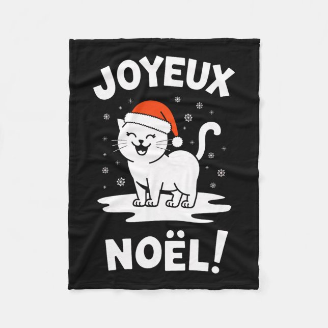 Joyeux Noël Khao Manee White Cat jultomten Fleecefilt (Framsidan)