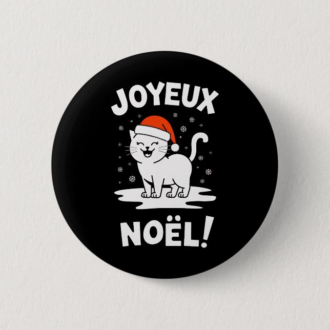 Joyeux Noël Khao Manee White Cat jultomten Knapp (Framsida)