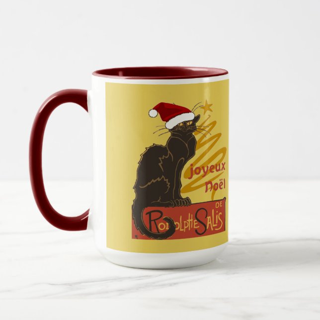 Joyeux Noel Le Chat Noir With Stylized Golden Tree Mugg (Vänster)