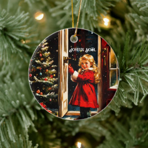 Joyeux Noël - liten flicka Julgransprydnad Keramik