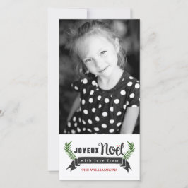 Joyeux Noel-Lodräts Helgdag-fotokort Julkort