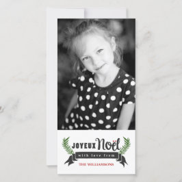Joyeux Noel-Lodräts Helgdag-fotokort Julkort