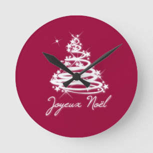 Joyeux Noël med Julgran Rund Klocka