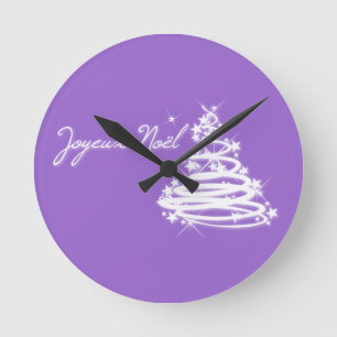 Joyeux Noël med Julgran Rund Klocka
