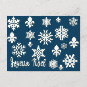 Joyeux Noel med Snöflingor-kort, vykort