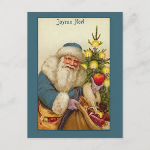 Joyeux Noel med Vintage Jultomten Card Helg Vykort