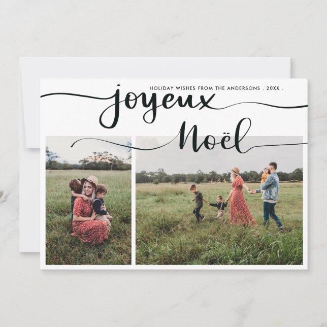 Joyeux Noel Minimalist Script-julfoto Julkort (Framsida)