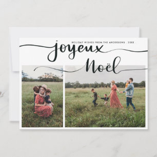 Joyeux Noel Minimalist Script-julfoto Julkort