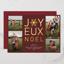 Joyeux Noel Modern och Classy Foil Helgdag Card