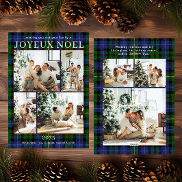 Joyeux Noel Multi Photo Green Plaid Holiday Card Julkort