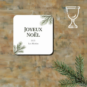 Joyeux Noel - ömtåligt gräs grenar Underlägg Papper Kvadrat