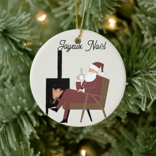 Joyeux Noël Ornement Céramique Carré Père Noël Che Julgransprydnad Keramik (Träd)