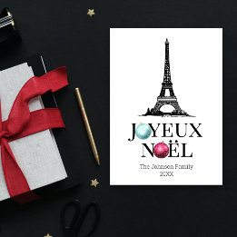 Joyeux Noel Paris Eiffel Torn jul Julkort