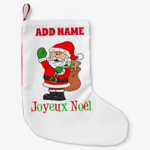 Joyeux Noel Personlig Namn Fransk Liten Julstrumpa