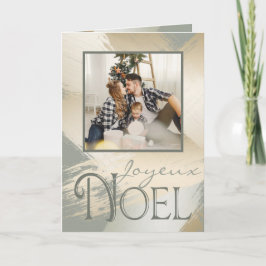Joyeux Noel Photo Card Modern Guld-färgstreck Kort